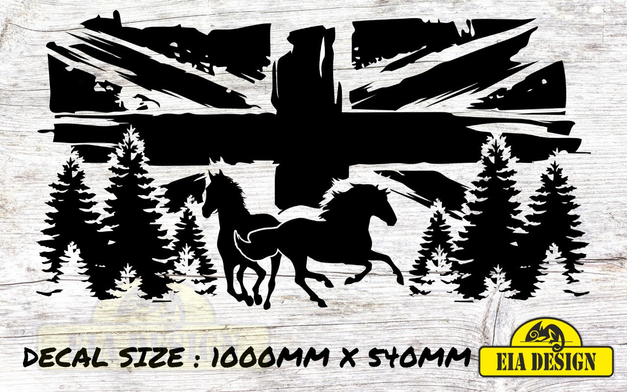 UK FLAG Caravan Camper van No.7 horses vinyl decal