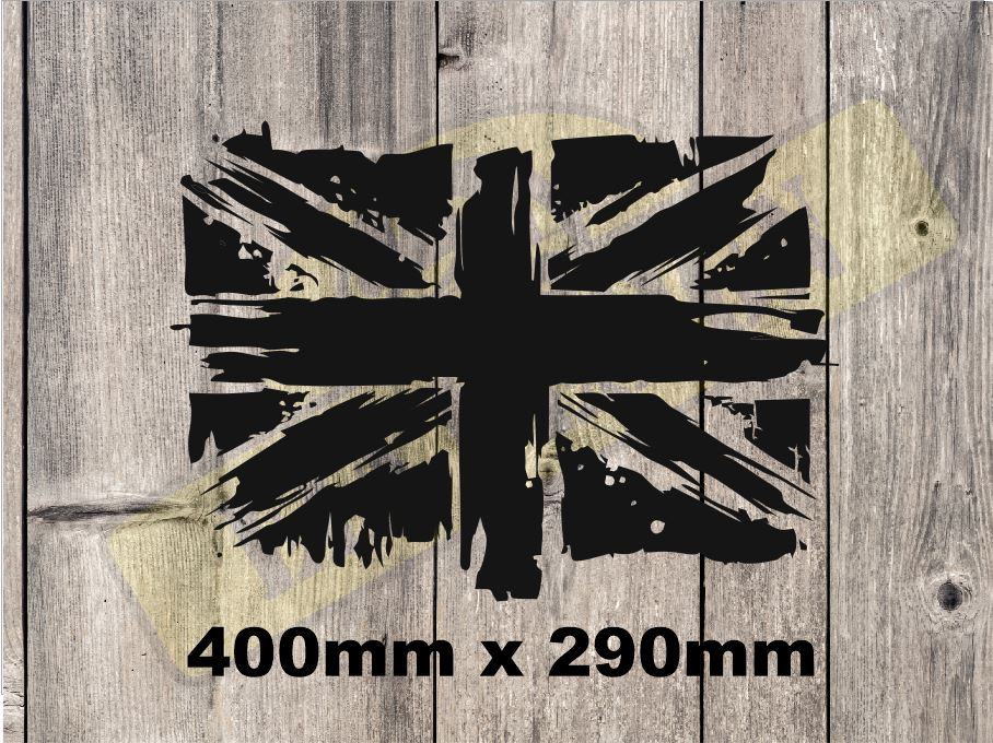 UK Flag Union Jack Distressed vinyl DECAL sticker 400mm x 290mm
