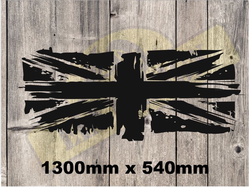 UK Flag Union Jack Distressed vinyl DECAL sticker 1300mm x 540mm