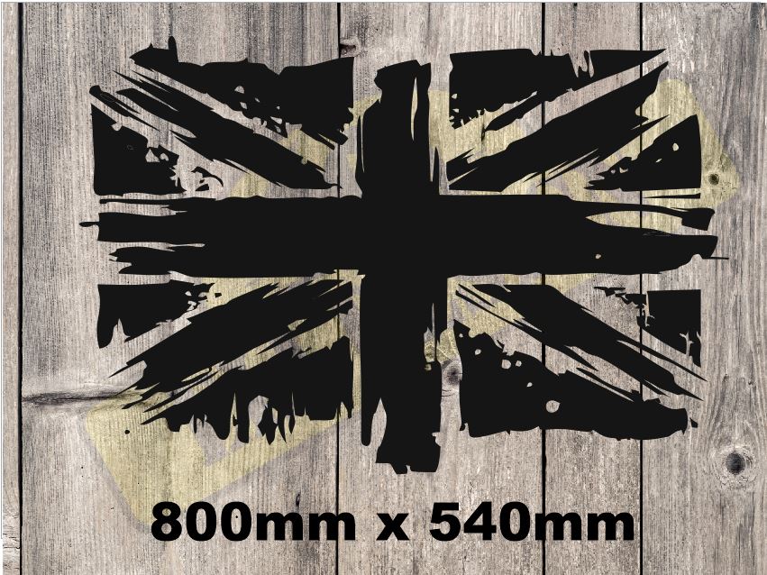 UK Flag Union Jack Distressed vinyl DECAL sticker 800mm x 540mm