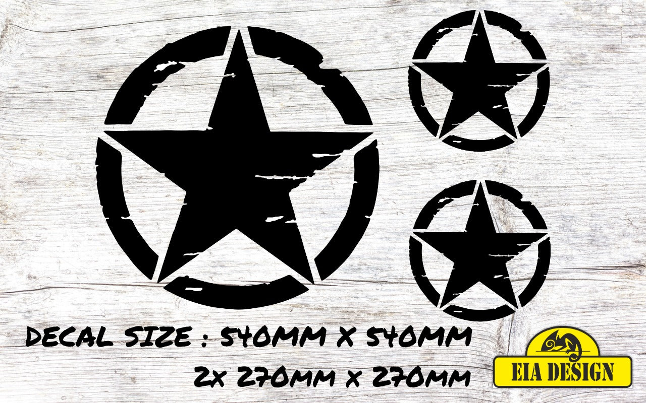 Sticker Set - 2 Pieces Military Star U.S Army - 35 x 30 cm - Off-Road Vehicle 4 x 4 Fiancate Offroad Stickers Fiancate AUT Decal (Black Sticker Set - 2 Pieces Military Star U.S Army - 35 x 30 cm - Off-Road Vehicle 4 x 4 Fiancate Offroad Stickers Fiancate AUT Decal (Black
