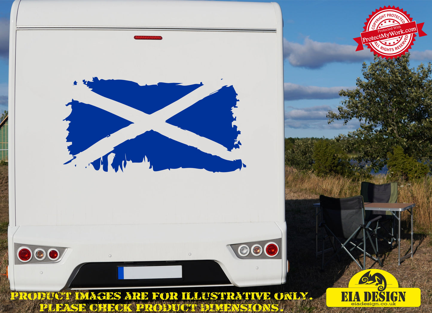 SCOTLAND FLAG Distressed vinyl DECAL sticker for car van campervan 1000mm x 520mm