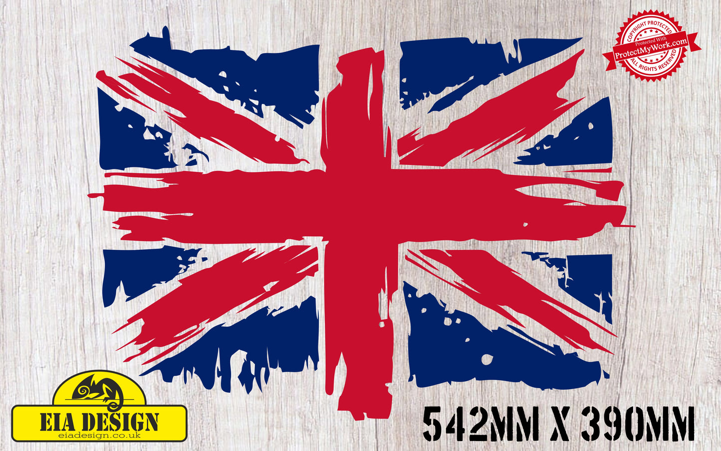 UK Flag Union Jack Distressed vinyl DECAL sticker 542mm x 390mm