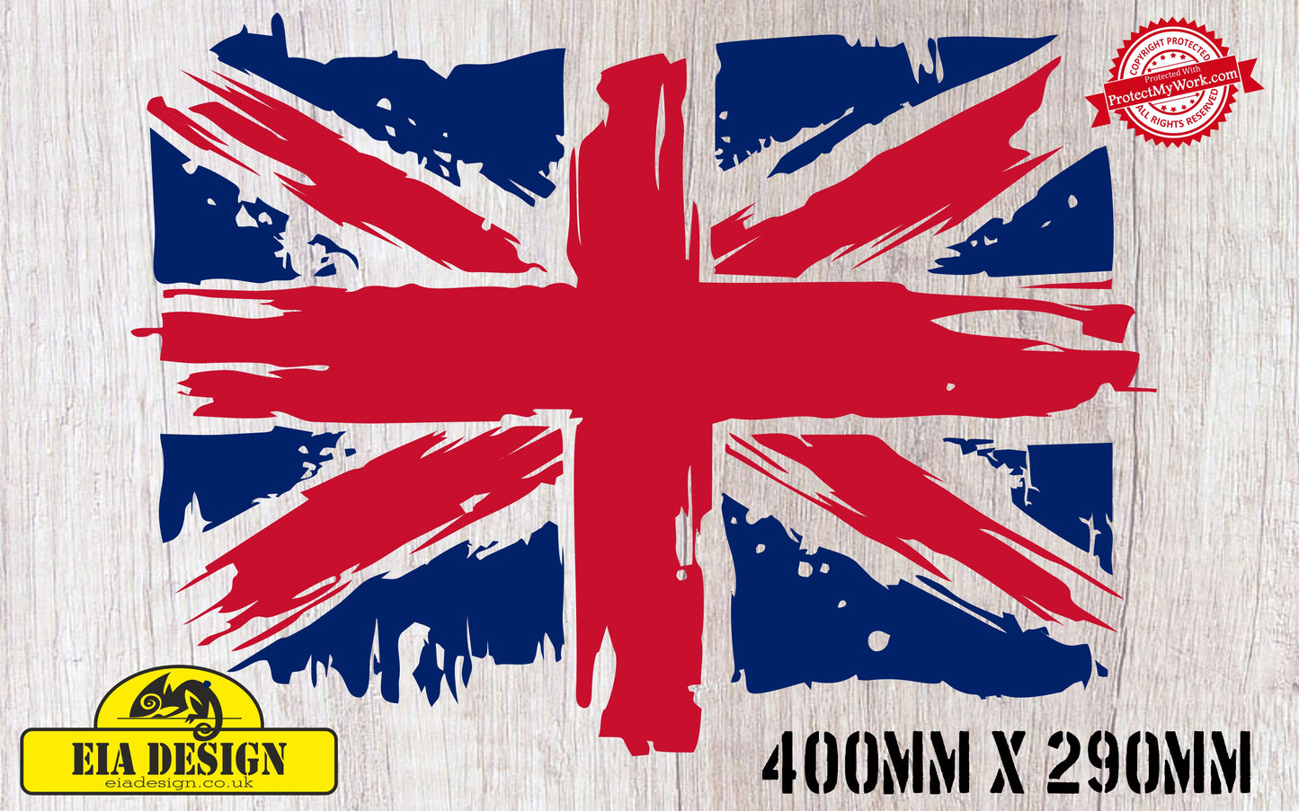 UK Flag Union Jack Distressed vinyl DECAL sticker 400mm x 290mm
