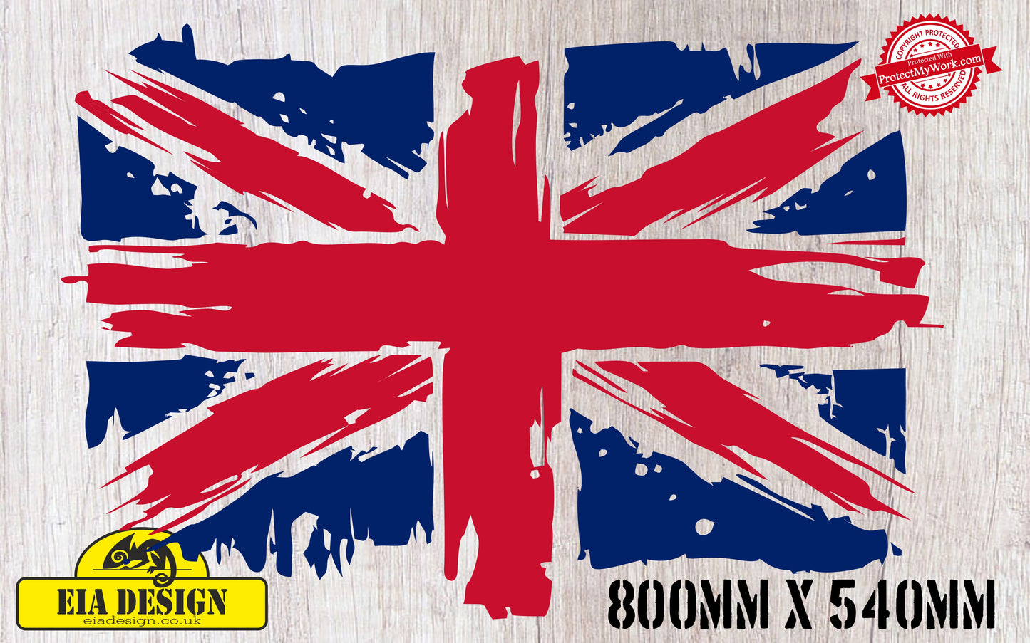 UK Flag Union Jack Distressed vinyl DECAL sticker 800mm x 540mm
