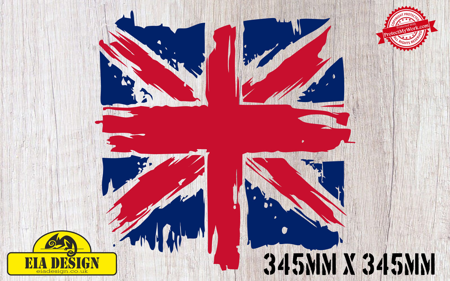 UK Flag Union Jack Distressed vinyl DECAL sticker 345mm x 345mm